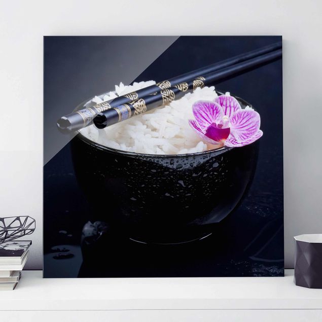Glas Magnettafel Rice Bowl With Orchid