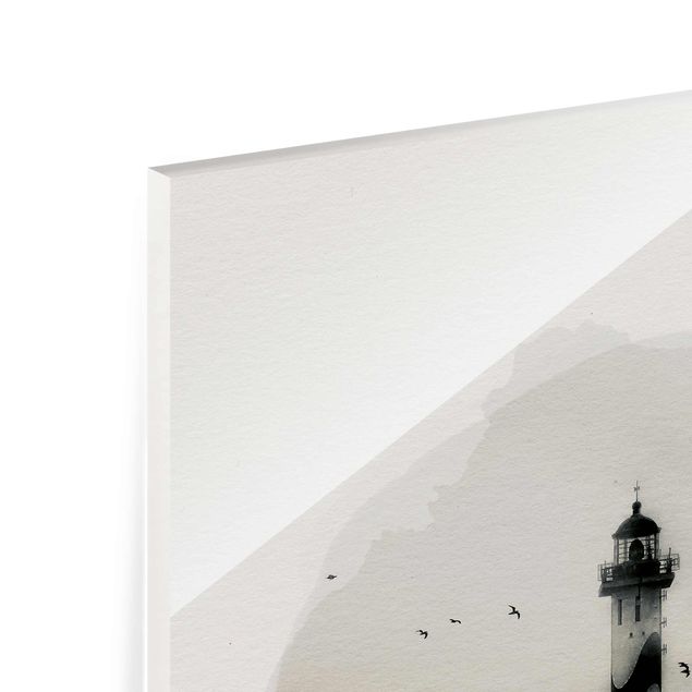Glasschilderijen WaterColours - Lighthouse In The Fog