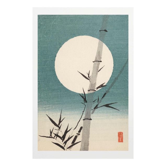 Glasschilderijen Japanese Drawing Bamboo And Moon