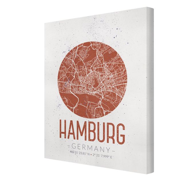 Canvas schilderijen Hamburg City Map - Retro