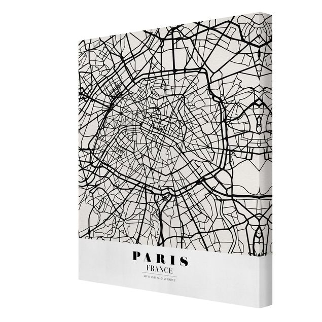 Canvas schilderijen Paris City Map - Classic