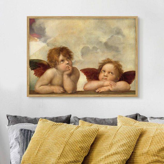Ingelijste posters Raffael - Two Angels. Detail from The Sistine Madonna