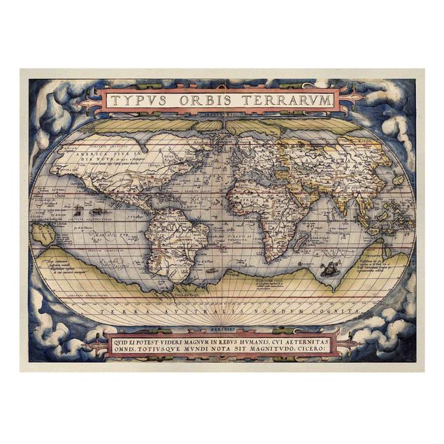 Canvas schilderijen Historic World Map Typus Orbis Terrarum