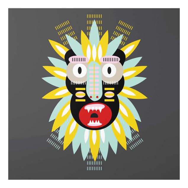 Glasschilderijen Collage Ethnic Mask - King Kong