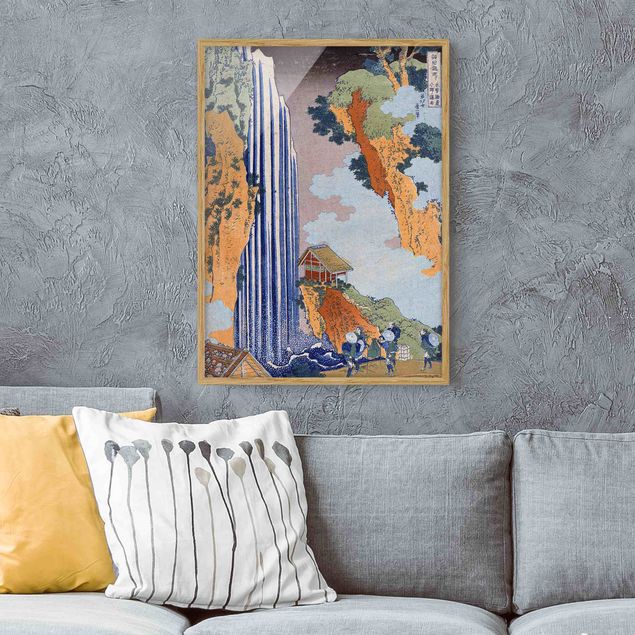 Ingelijste posters Katsushika Hokusai - Ono Waterfall on the Kisokaidô