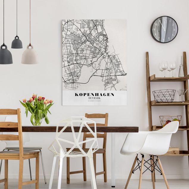 Canvas schilderijen Copenhagen City Map - Classic
