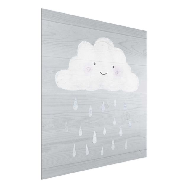 Glasschilderijen Cloud With Silver Raindrops