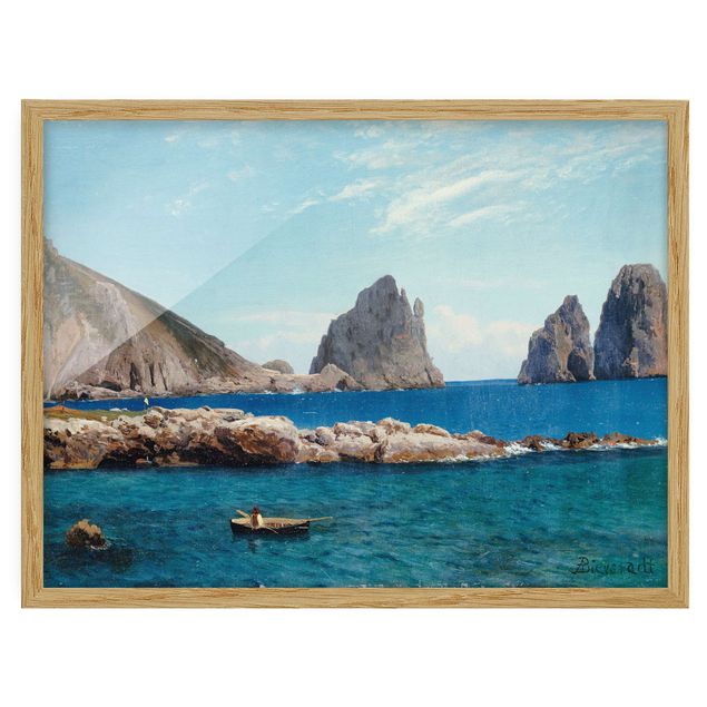 Ingelijste posters Albert Bierstadt - Rowing off the Rocks
