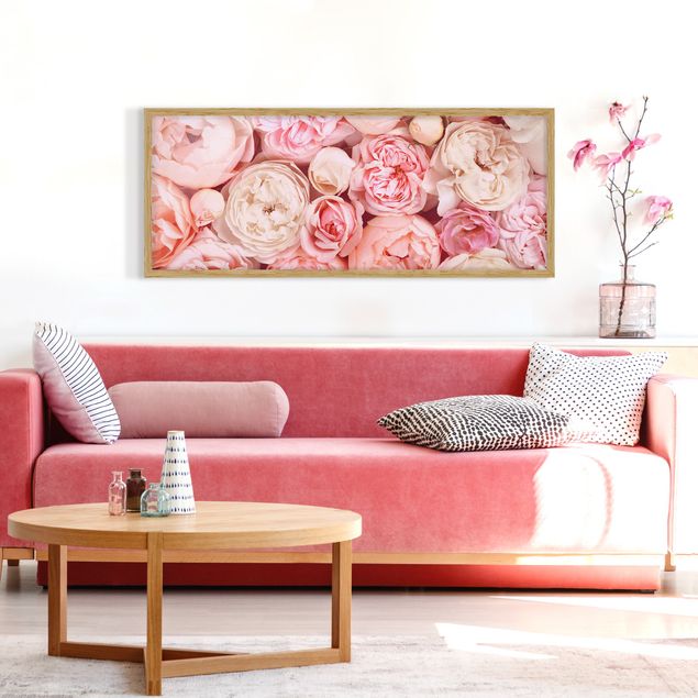 Ingelijste posters Roses Rosé Coral Shabby