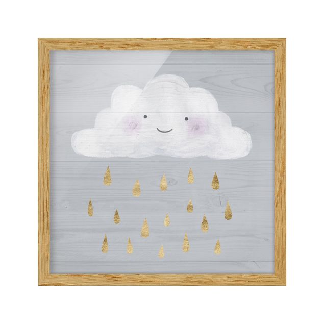 Ingelijste posters Cloud With Golden Raindrops