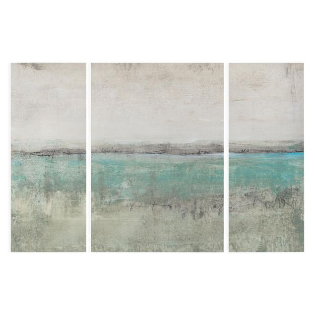 Canvas schilderijen - 3-delig Horizon Over Turquoise I