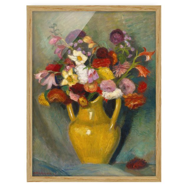 Ingelijste posters Otto Modersohn - Colourful Bouquet in Yellow Clay Jug