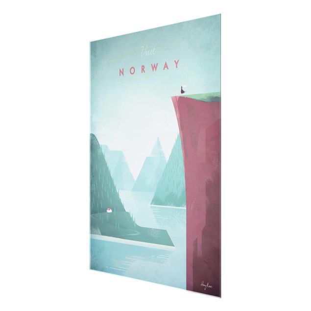 Glasschilderijen Travel Poster - Norway