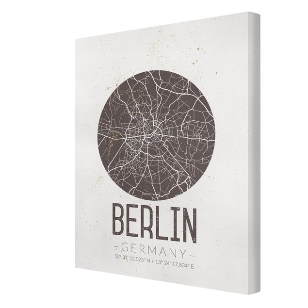 Canvas schilderijen City Map Berlin - Retro