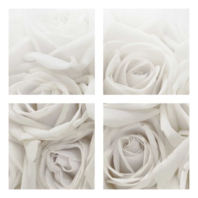 Canvas schilderijen - 4-delig White Roses