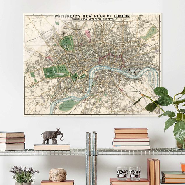 Glas Magnetboard Vintage Map London