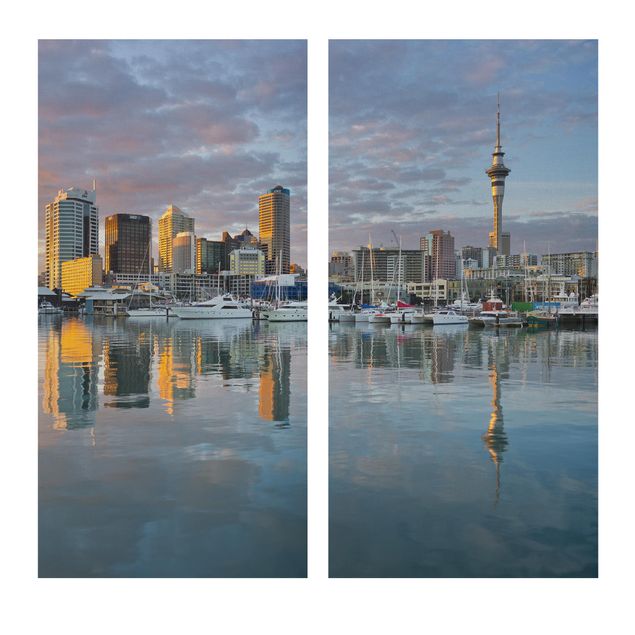 Canvas schilderijen - 2-delig  Auckland Skyline Sunset