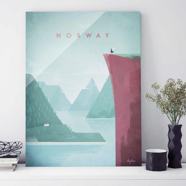 Glas Magnettafel Travel Poster - Norway