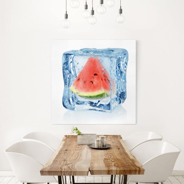 Canvas schilderijen Melon In Ice Cube