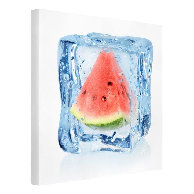 Canvas schilderijen Melon In Ice Cube