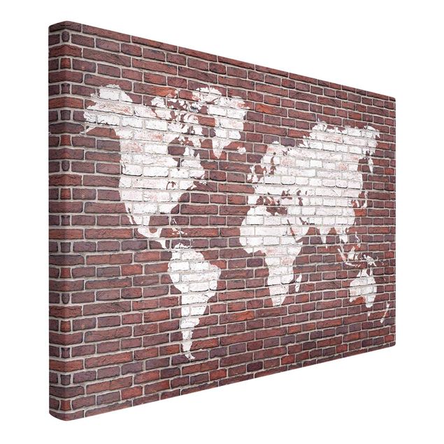 Canvas schilderijen Brick World Map