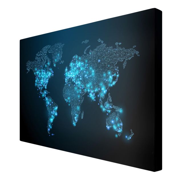 Canvas schilderijen Connected World World Map