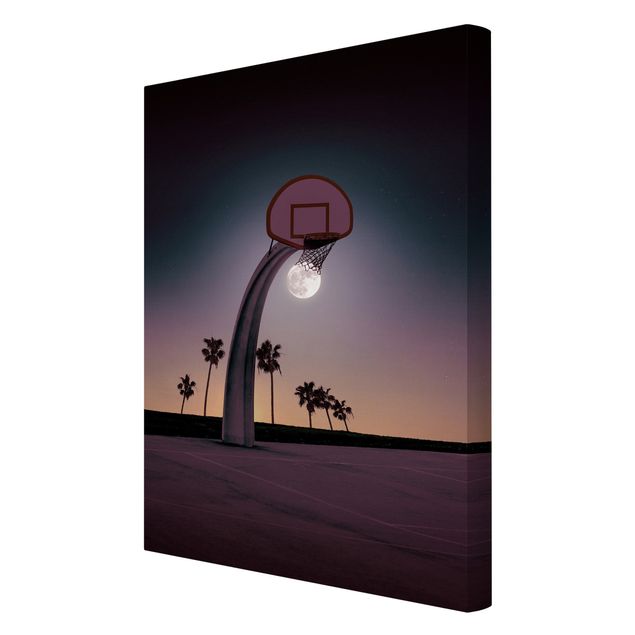 Canvas schilderijen Basketball With Moon