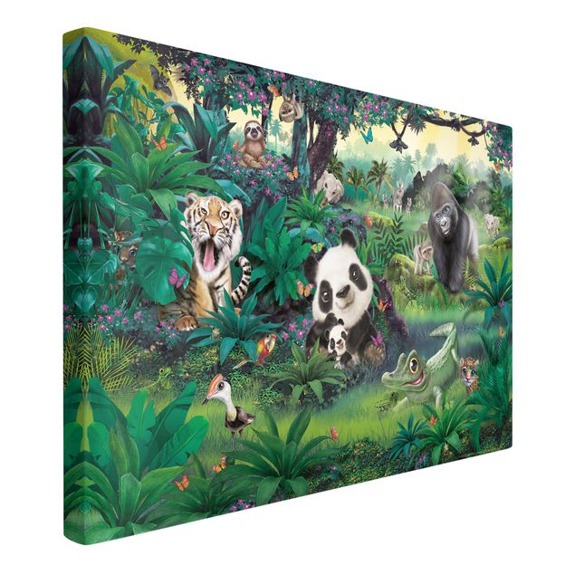 Canvas schilderijen Jungle With Animals