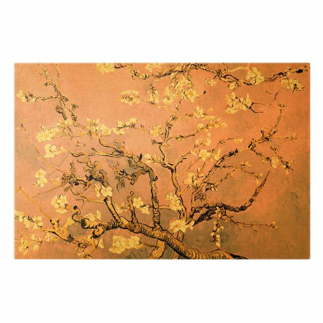 Canvas schilderijen - Goud Vincent Van Gogh - Almond Blossom In Antique Pink