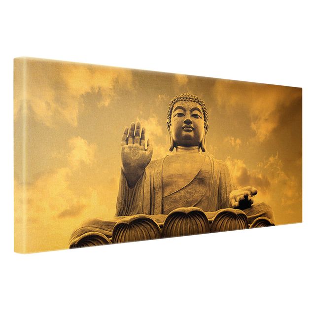 Canvas schilderijen - Goud Big Buddha Sepia