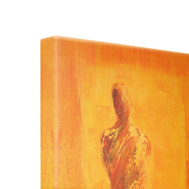 Canvas schilderijen - Goud Figure In Yellow