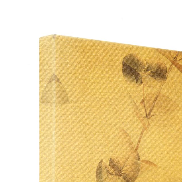 Canvas schilderijen - Goud Golden Eucalyptus With White I