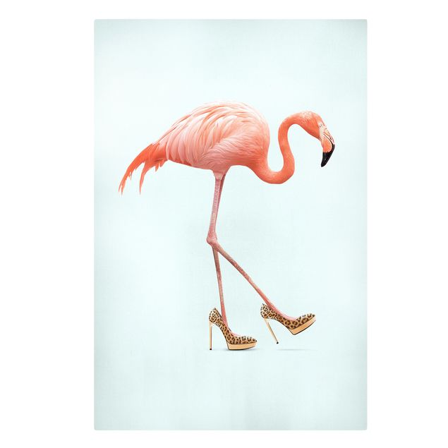 Canvas schilderijen Flamingo With High Heels