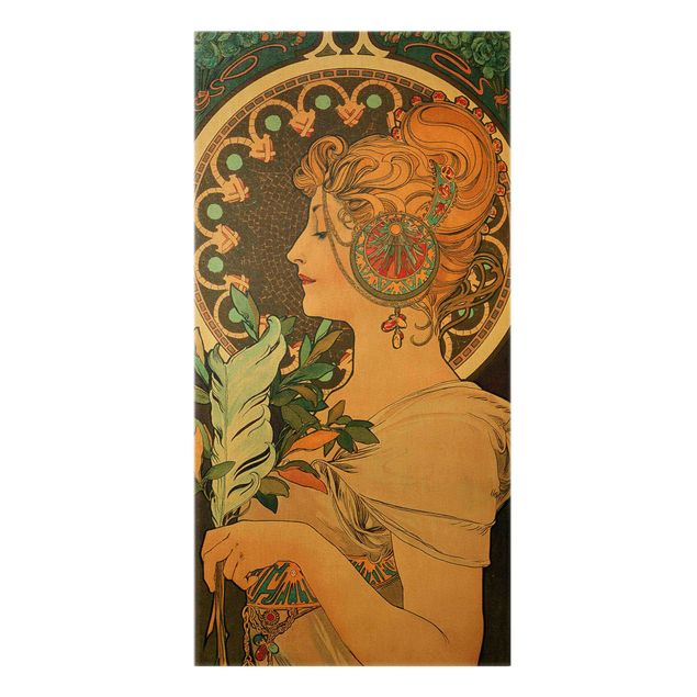 Canvas schilderijen - Goud Alfons Mucha - The Feather