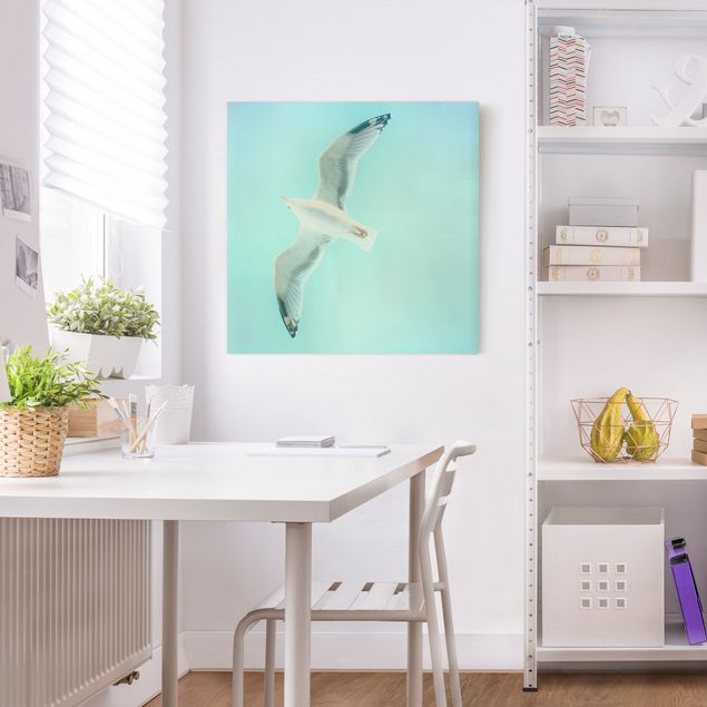 Canvas schilderijen Blue Sky With Seagull