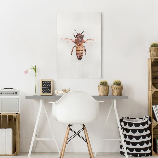 Canvas schilderijen Bee With Glitter