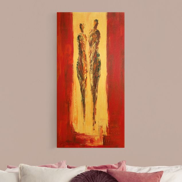 Canvas schilderijen - Goud Couple In Red