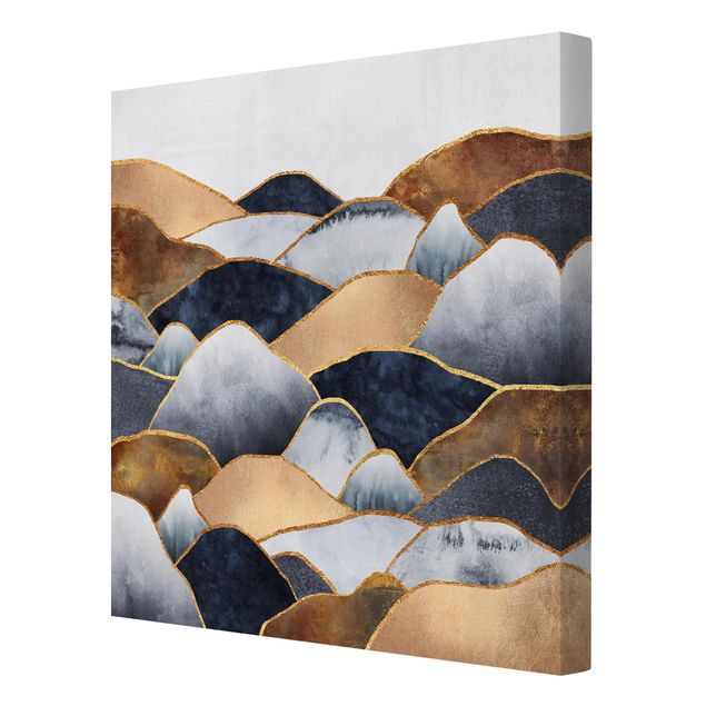 Canvas schilderijen Golden Mountains Watercolour