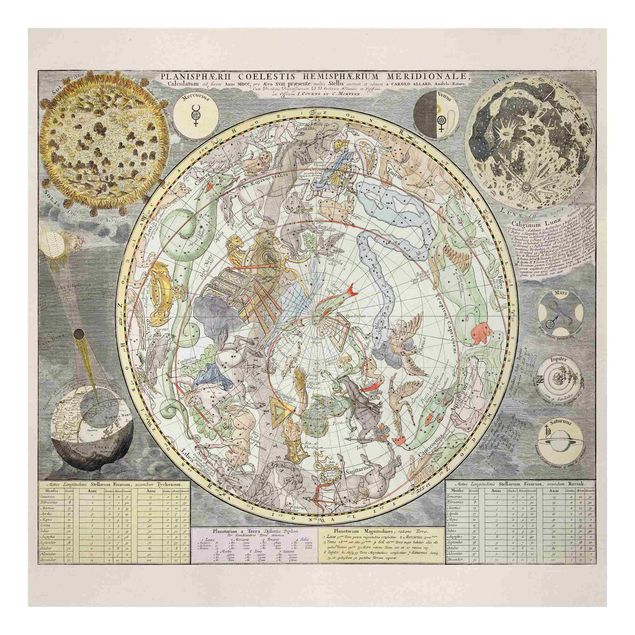 Canvas schilderijen Vintage Ancient Star Map