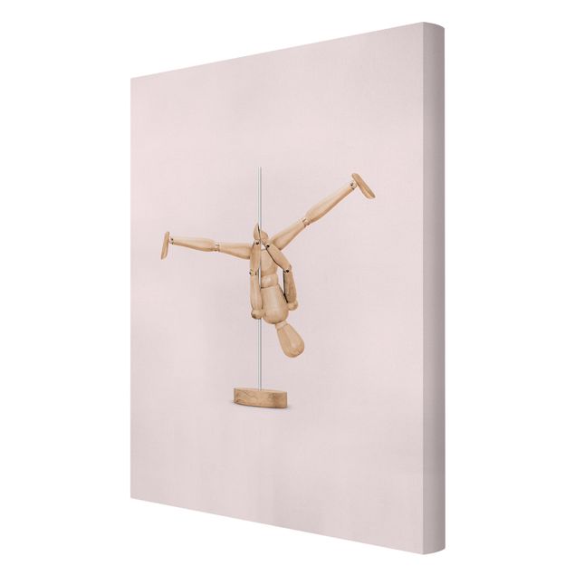 Canvas schilderijen Pole Dance With Wooden Figure