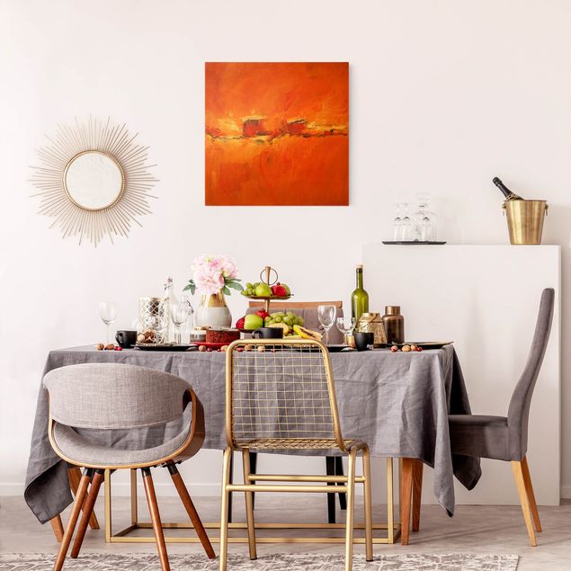 Canvas schilderijen - Goud Composition In Orange