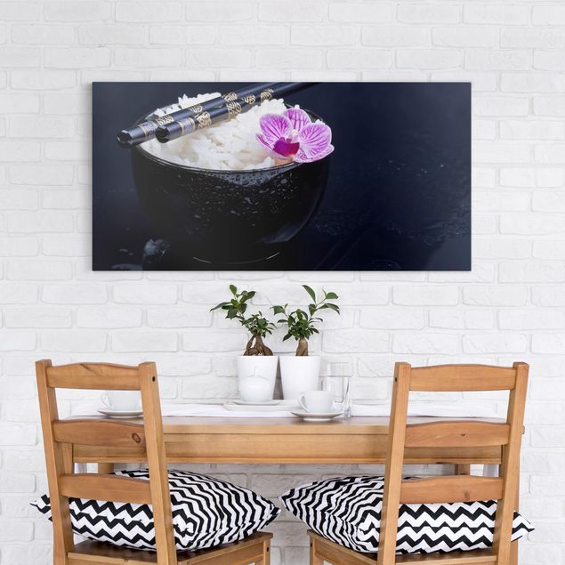 Canvas schilderijen Rice Bowl With Orchid