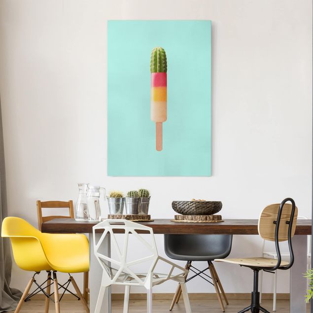 Canvas schilderijen Popsicle With Cactus