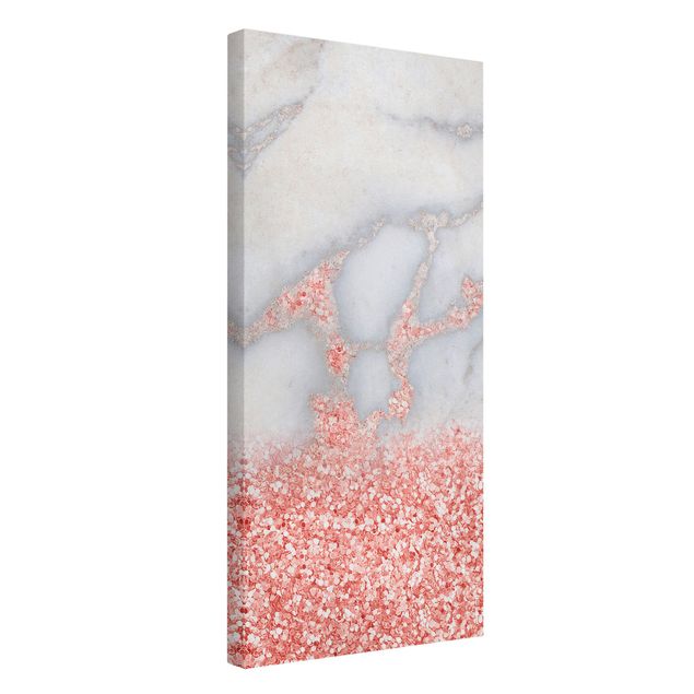 Canvas schilderijen Marble Look With Pink Confetti