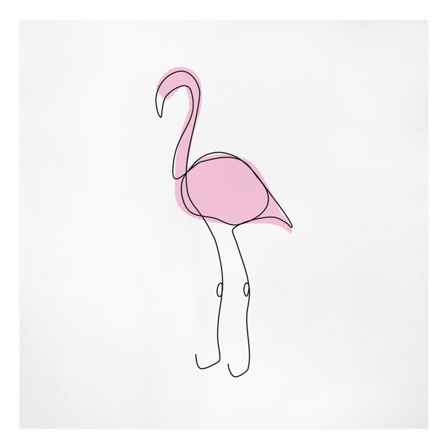 Canvas schilderijen Flamingo Line Art