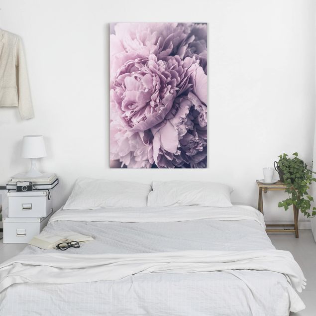 Canvas schilderijen Purple Peony Blossoms