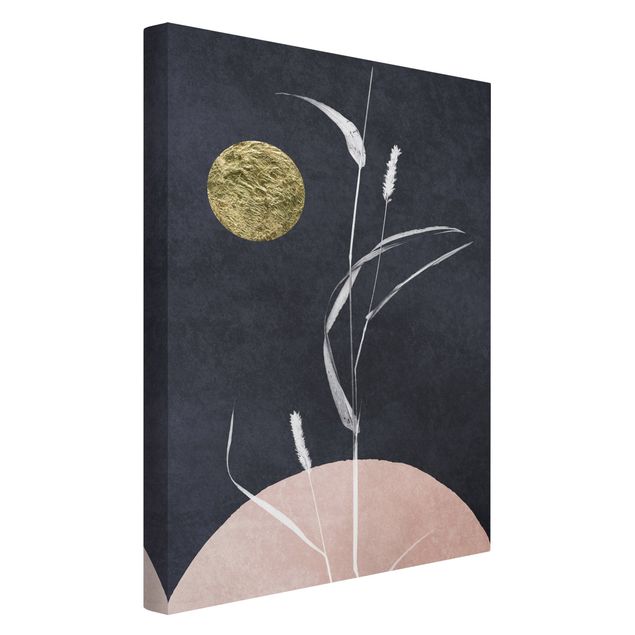 Canvas schilderijen Golden Moon With Reed