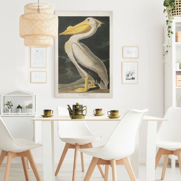 Canvas schilderijen Vintage Board White Pelican