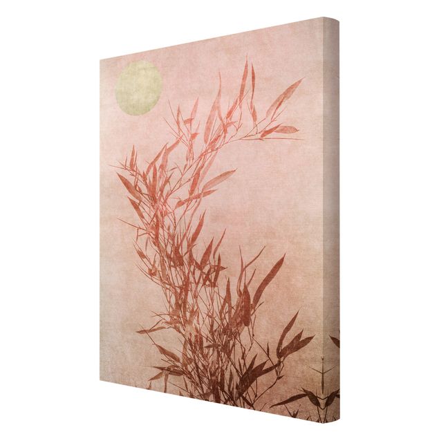 Canvas schilderijen Golden Sun Pink Bamboo