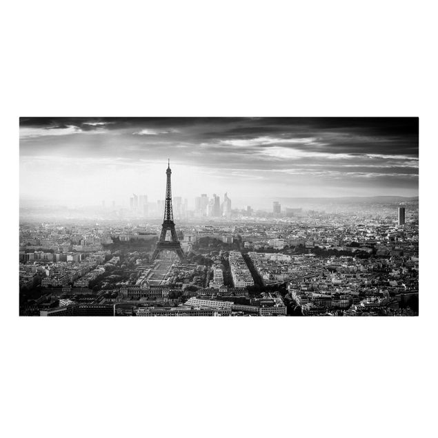 Canvas schilderijen The Eiffel Tower From Above Black And White